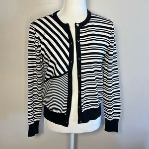 Ralph Lauren Black Label Black White Cardigan Sweater Medium